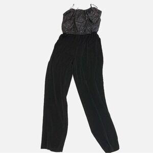 Jumpsuit Sparkle Top Black Silver Size L Juniors Party Holiday Disco